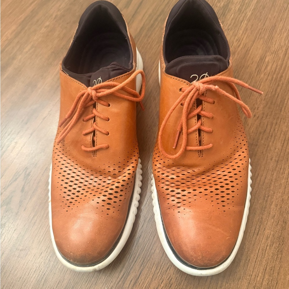 Cole Haan Men's Tan Perforated Leather Derby Sneakers